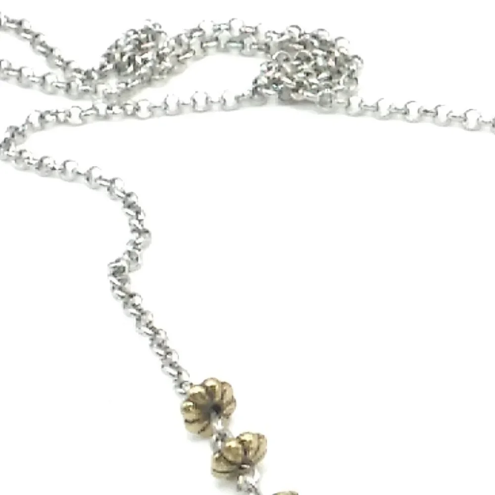 M&S Long Boho Charm Necklace Mixed Metals Colorful Beads Nature-Inspired Dangles